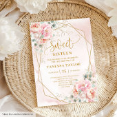 Glamorous Powder Pink Gold Flowers Sweet 16 Napkin スタンダードランチョンナプキン
