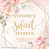 Glamorous Powder Pink Gold Flowers Sweet 16 Napkin スタンダードランチョンナプキン