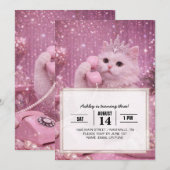 Glamorous Princess Cat Using Telephone             招待状 (正面/裏面)