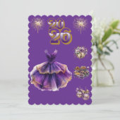 Glamorous Purple & Gold New Year 2026 Invitation 招待状 (スタンド正面)