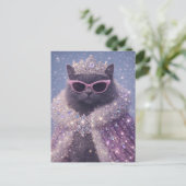 Glamorous Queen Cat Sparkling Fantasy Portrait     ポストカード (スタンド正面)