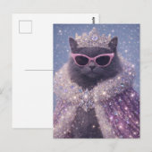 Glamorous Queen Cat Sparkling Fantasy Portrait     ポストカード (正面/裏面)