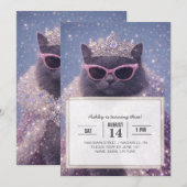 Glamorous Queen Cat Sparkling Fantasy Portrait 招待状 (正面/裏面)
