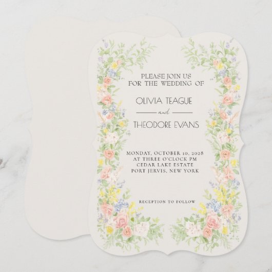 Glamorous Regency Garden Wedding Invitations  招待状 (正面/裏面)