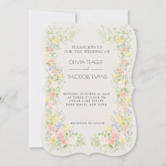 Glamorous Regency Garden Wedding Invitations  招待状 (正面)