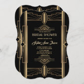 Glamorous Roaring 20's Great Gatsby Bridal Shower 招待状 (正面/裏面)
