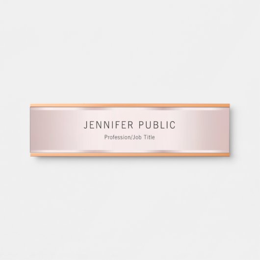 Glamorous Rose Gold Modern Elegant Name Home サインプレート (正面)