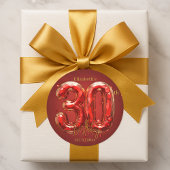 Glamorous Ruby and Gold Gemstone 30th Birthday ラウンドシール