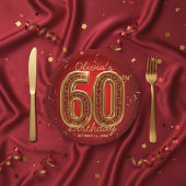 Glamorous Ruby Gemstone Gold 60th Birthday Party ペーパープレート