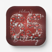 Glamorous Ruby Red Diamonds 65th Birthday Party ペーパープレート (正面)