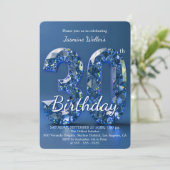 Glamorous Sapphire Blue Diamond 30th Birthday 招待状 (スタンド正面)