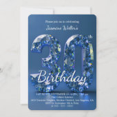 Glamorous Sapphire Blue Diamond 30th Birthday 招待状 (正面)