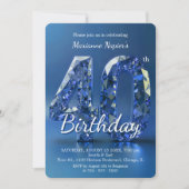 Glamorous Sapphire Blue Diamond 40th Birthday 招待状 (正面)