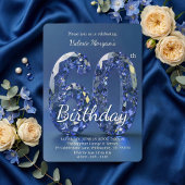Glamorous Sapphire Blue Diamond 60th Birthday 招待状