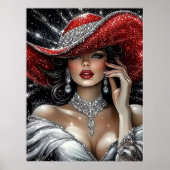 Glamorous Sparkle Lady in Red Hat ポスター (正面)