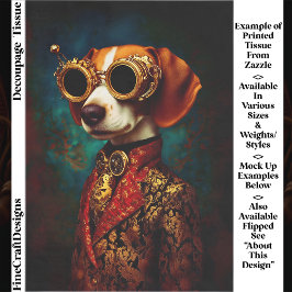 Glamorous Steampunk Beagle Dog EZ5L Decoupage 薄葉紙