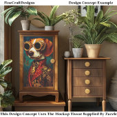 Glamorous Steampunk Beagle Dog EZ5L Decoupage 薄葉紙