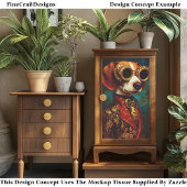 Glamorous Steampunk Beagle Dog EZ5R Decoupage 薄葉紙