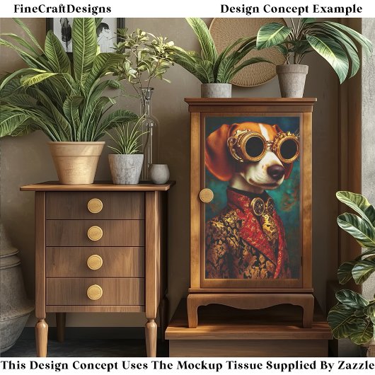 Glamorous Steampunk Beagle Dog EZ5R Decoupage 薄葉紙