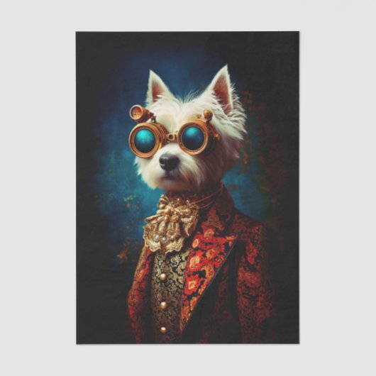 Glamorous Steampunk Westie Dog EZ6L Decoupage 薄葉紙 (正面)