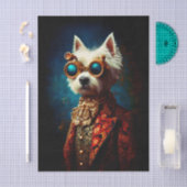 Glamorous Steampunk Westie Dog EZ6L Decoupage 薄葉紙 (クラフト)