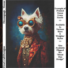 Glamorous Steampunk Westie Dog EZ6L Decoupage 薄葉紙