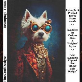 Glamorous Steampunk Westie Dog EZ6R Decoupage 薄葉紙