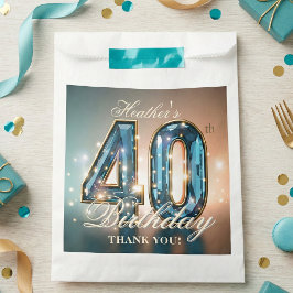 Glamorous Teal Blue Faceted Gemstone 40th Birthday フェイバーバッグ