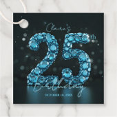 Glamorous Teal Blue Gemstone Sparkle 25th Birthday フェイバータグ (正面)