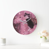 Glamorous Unicorn Cat Under Sparkling City         ラージ壁時計 (ホーム)