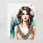 Glamorous Vintage Art Deco Beauty ポストカード (正面/裏面)