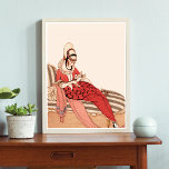 Glamorous Vintage Fashion Gerda Wegener ポスター<br><div class="desc">A poster with a portrait of a fashionably dressed woman in a red dress on a chaise reading a love letter. A 1914 Art Nouveau fashion illustration by Gerda Wegener (1886-1940),  which has been digitally restored.</div>