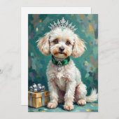 Glamorous White Poodle Princess Christmas Art シーズンカード (正面/裏面)