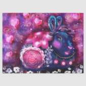 Glamour Bunny Rabbit Whimsical Floral Decoupage 薄葉紙 (正面)