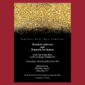 Glamour Gold Jeweled Glitter Wedding 招待状