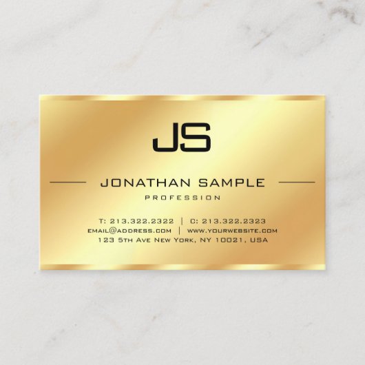 Glamour Modern Monogram QR Code Gold Template 名刺 (正面)