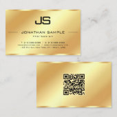 Glamour Modern Monogram QR Code Gold Template 名刺 (正面/裏面)