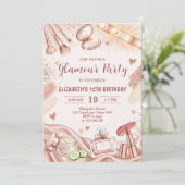 Glamour Party Glitz Glam Spa Girl Makeup Birthday 招待状 (スタンド正面)