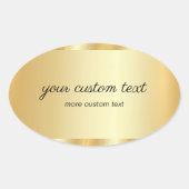 Glamour Template Gold Calligraphy Your Custom Text 楕円形シール (正面)
