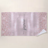Glamouröses Rosen goldenes Glitter Monogramm Namen ビーチタオル (正面)