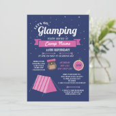 Glampingのキャンプ海軍ピンクの行こう招待状 招待状 (スタンド正面)