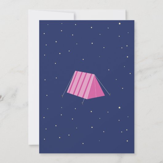 Glampingのキャンプ海軍ピンクの行こう招待状 招待状 (裏面)