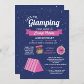 Glampingのキャンプ海軍ピンクの行こう招待状 招待状 (正面/裏面)