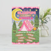 Glampingの誕生日の招待状の招待のSleepover 招待状 (スタンド正面)