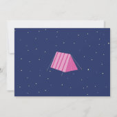 Glampingキャンプ海軍ピンクの女の子の招待状 招待状 (裏面)