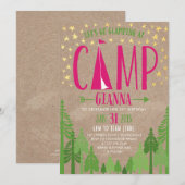Glamping Birthday Party Invitation for Pennie 招待状 (正面/裏面)