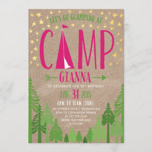 Glamping Birthday Party Invitation for Pennie 招待状