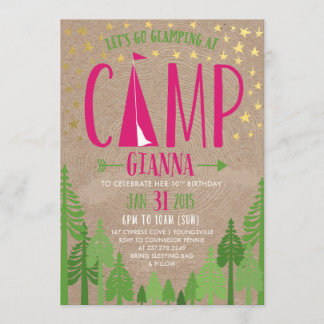 Glamping Birthday Party Invitation for Pennie 招待状