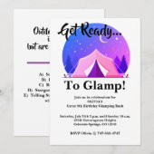 Glamping Girls Camping Birthday Party Invitation 招待状 (正面/裏面)