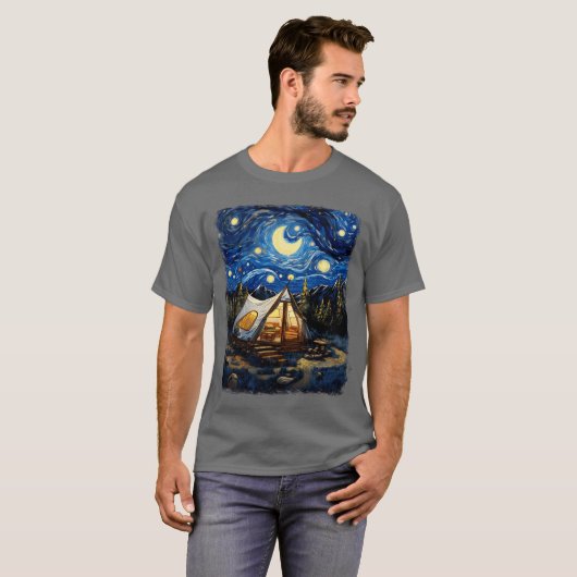 Glamping Glamper Camping Camper Starry Night Paint Tシャツ (正面フル)